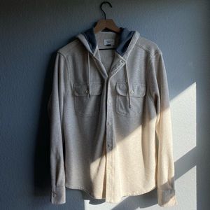 American Eagle Super Soft Cream/Grey Button-Up Hoodie Large - Perfect Condition